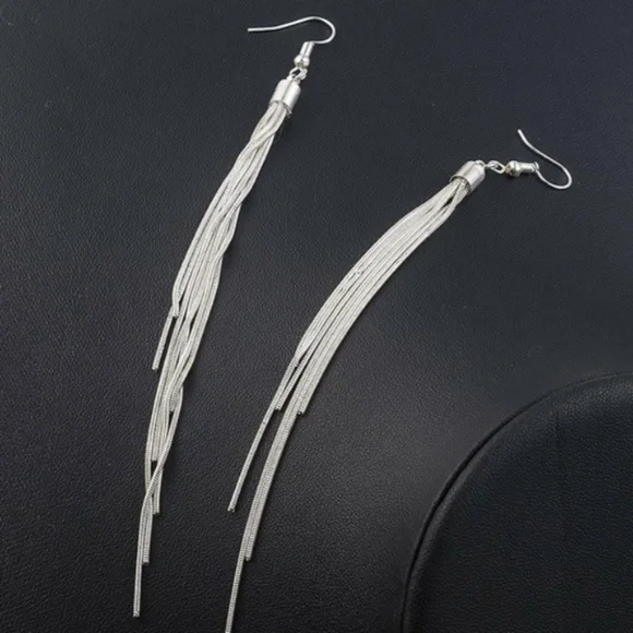 New Tassel Dangle Silver Earrings - Picture 4 of 6